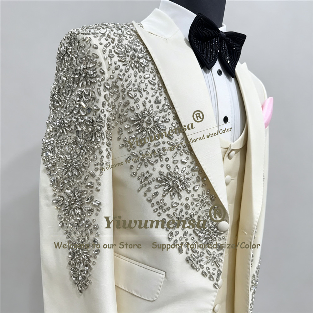Men'S Grooming Kits - Sparkly Beaded Stones Wedding Suits For